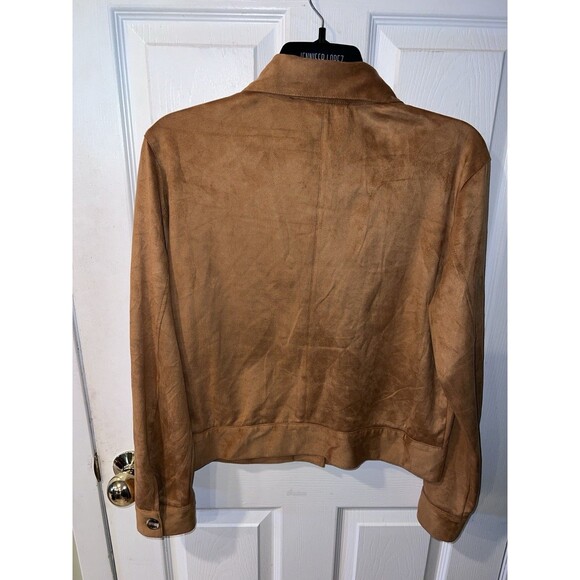 Kendall + Kylie Cropped jacket womens Sz L faux suede button front boho western - Picture 8 of 9